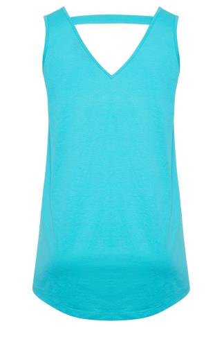 YOURS Plus Size Aqua Blue Bar Back Vest Top | Yours Clothing