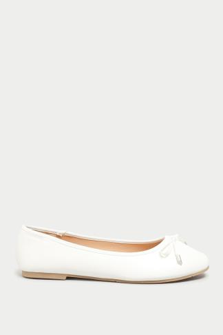 White Ballerina Pumps In Wide E Fit & Extra Wide EEE Fit | Yours Clothing
