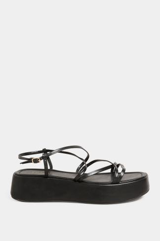 LIMITED COLLECTION Black Strappy Flatform Sandals in Extra Wide EEE Fit ...