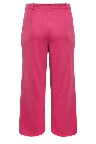 YOURS Plus Size Pink Wide Leg Button Up Trousers | Yours Clothing