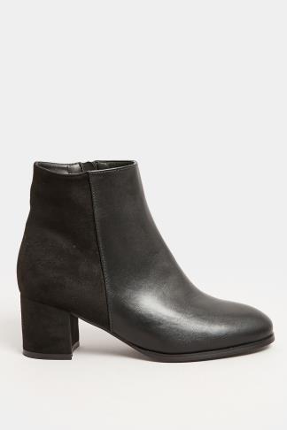 Black Faux Leather Heeled Ankle Boots in E Fit & EEE Fit | Yours Clothing