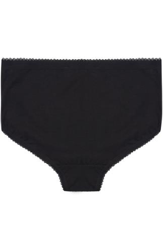 Plus Size 5 Pack Black Cotton High Waisted Full Briefs | Yours Clothing