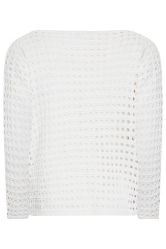 YOURS Plus Size Curve White Cropped Crochet Jumper | Yours Clothing