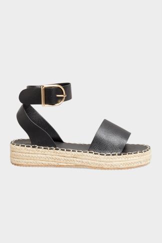 Plus Size Black Flatform Espadrilles In Wide E Fit & Extra Wide EEE Fit ...