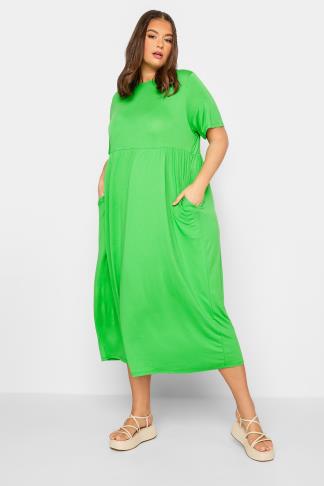 LIMITED COLLECTION Plus Size Bright Green Pocket Maxi Dress | Yours ...
