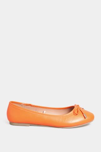 Orange Ballerina Pumps In Wide E Fit & Extra Wide EEE Fit| Yours ...