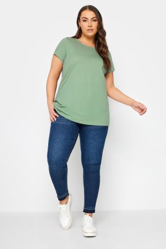 YOURS Plus Size Light Green Essential T-Shirt | Yours Clothing