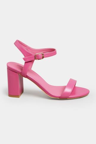 LIMITED COLLECTION Pink Block Heel Sandal In Wide E Fit & Extra Wide ...