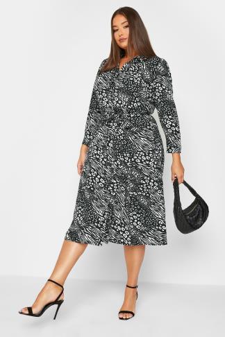 YOURS LONDON Plus Size Black Animal Print Shirt Dress | Yours Clothing