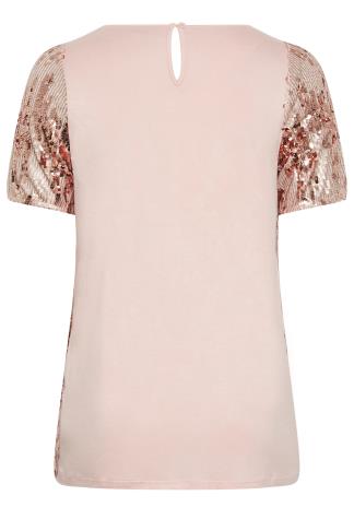 YOURS LONDON Plus Size Pink Ombre Sequin Top | Yours Clothing