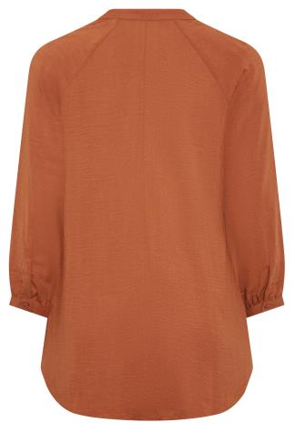 YOURS Curve Plus Size Rust Orange Textured Tunic Shirt | Yours Clothing