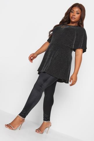 YOURS Plus Size Black Keyhole Pleated Peplum Top | Yours Clothing