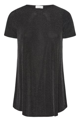 Plus Size YOURS LONDON Black Glitter Swing Top | Yours Clothing