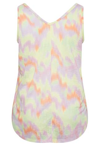 YOURS Plus Size Yellow Printed Burnout Vest Top | Yours Clothing