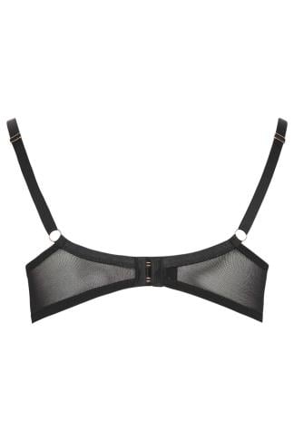 PLAYFUL PROMISES Ramona Black Illusion Strap Plunge Bra | Yours Clothing