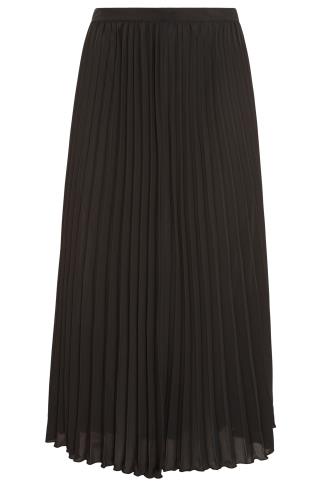 YOURS LONDON Black Chiffon Pleated Maxi Skirt | Yours Clothing