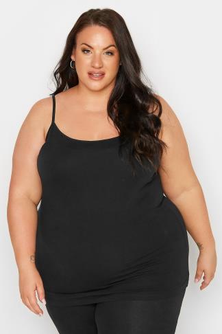 New Yours Black Dot Print Side Splits Woven Cami Top Plus Sizes 18-36 RRP £14.99 