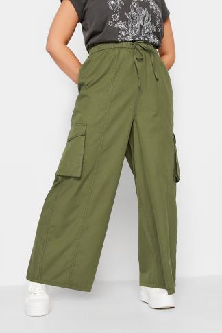 LIMITED COLLECTION Plus Size Khaki Green Cargo Wide Leg Trousers ...