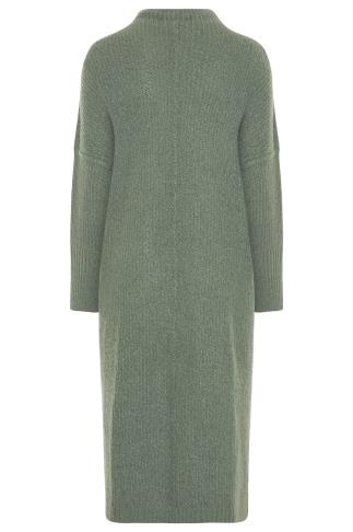 Plus Size Sage Green Knitted Jumper Dress | Yours Clothing