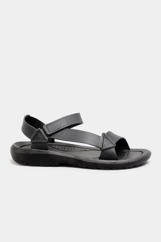 LIMITED COLLECTION Black Adjustable Strap Sandals In Wide Fit | Long ...