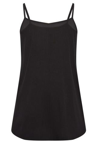 YOURS Curve Plus Size Black Ribbed Swing Cami Vest Top | Yours Clothing