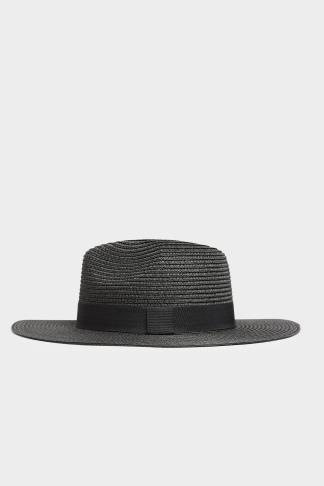 Black Straw Fedora Hat | Yours Clothing