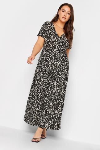 YOURS Plus Size Black Floral Print Wrap Maxi Dress | Yours Clothing