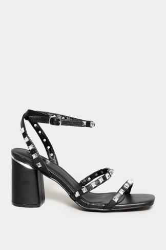LIMITED COLLECTION Black Strappy Studded Sandals In E Wide Fit & EEE ...