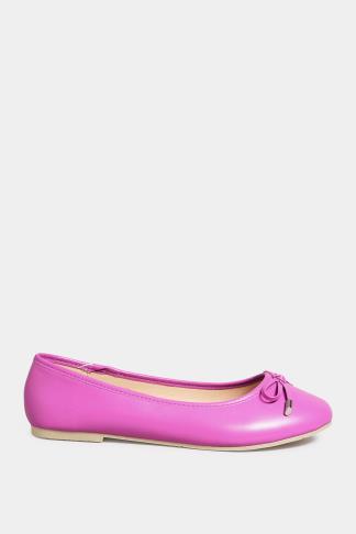 Pink Ballerina Pumps In Wide E Fit & Extra Wide EEE Fit | Yours Clothing