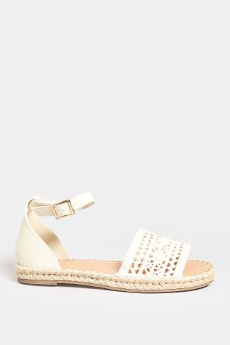 LTS Cream Espadrille Sandals In Standard Fit | Long Tall Sally