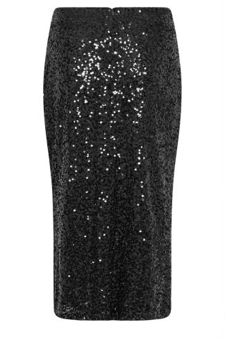 YOURS LONDON Plus Size Black Sequin Embellished Maxi Tube Skirt | Yours ...