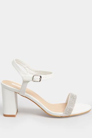 White Diamante Block Heel Sandal Wide E Fit & Extra Wide EEE Fit ...