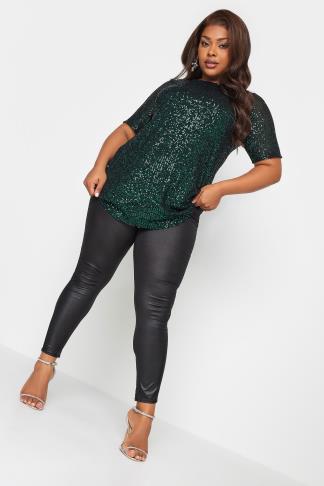 YOURS LONDON Plus Size Gold Sequin Swing Top | Yours Clothing