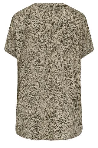 YOURS Plus Size Brown Animal Print Half Placket Shirt | Yours Clothing