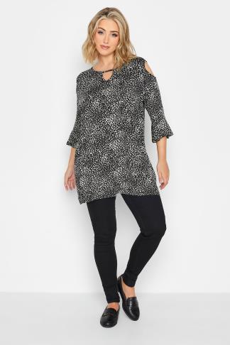 YOURS Plus Size Leopard Print Cold Shoulder Top | Yours Clothing