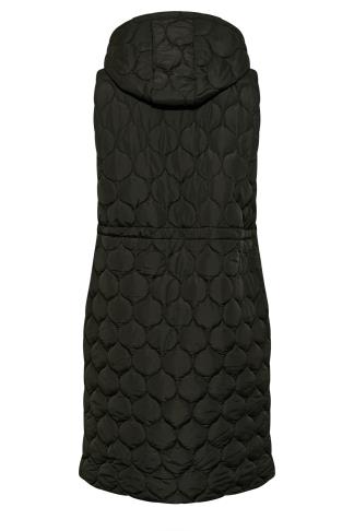 Plus Size Black Quilted Midi Hooded Gilet | Yours Clothing