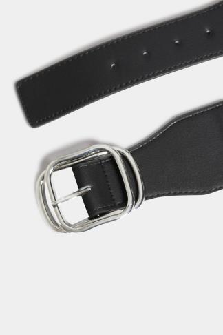 Black Double Buckle Wide Stretch Belt | Yours Clothing