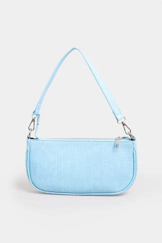 Light Blue Faux Croc Shoulder Bag | Yours Clothing