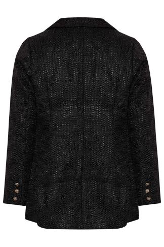 Plus Size Black Check Boucle Blazer | Yours Clothing