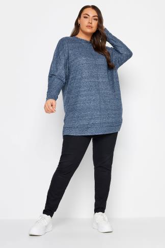 YOURS LUXURY Curve Blue Front Seam Detail Jumper | Yours Clothing