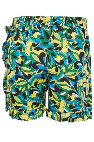 YOURS Plus Size Blue Abstract Floral Print Skort | Yours Clothing