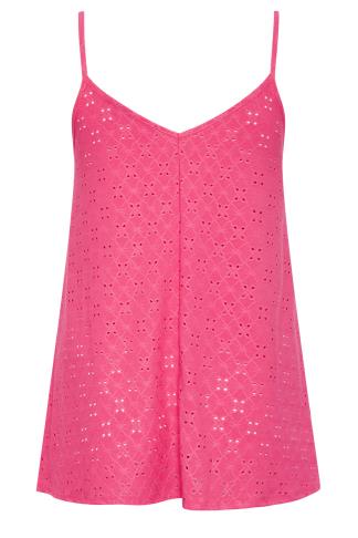 LIMITED COLLECTION Plus Size Pink Broderie Anglaise Cami Vest Top ...