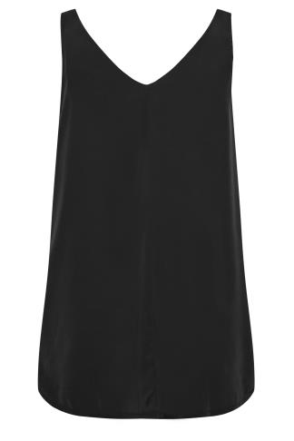 YOURS LONDON Plus Size Curve Black Ruffle V-Neck Vest Top | Yours Clothing