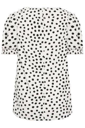 YOURS Curve Plus Size White Polka Dot Print Short Sleeve Blouse | Yours ...