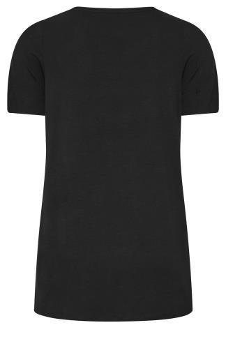 YOURS Plus Size Black Diamante Embellished T-Shirt | Yours Clothing