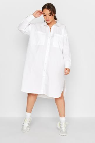 LIMITED COLLECTION Plus Size White Midi Shirt Dress | Yours Clothing