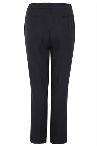 Black Classic Straight Leg Trousers With Pockets Plus Size 16 to 32 ...