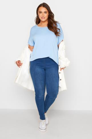 Plus Size Blue Grown On Sleeve T-Shirt | Yours Clothing