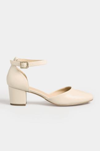 LTS Nude Two Part Block Heel Court Shoes in Standard Fit | Long Tall Sally