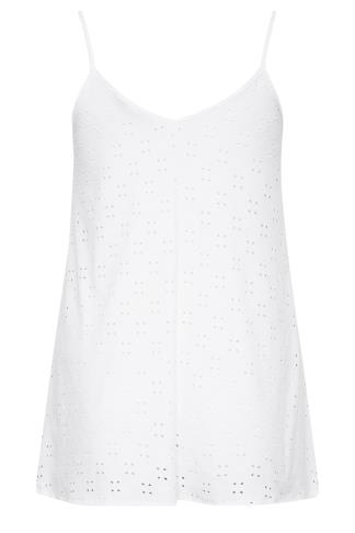 LIMITED COLLECTION Plus Size White Broderie Anglaise Cami Vest Top ...